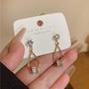 Silver needle small waist stud earrings female, temperament geometric water drop zircon earrings small fragrant wind earrings