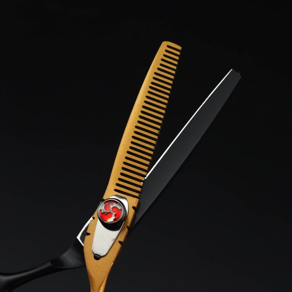 6.0 Colorful Baked Paint Hairdressing Scissors Set: Straight, Serrated, Thinning Shears for Barbering.