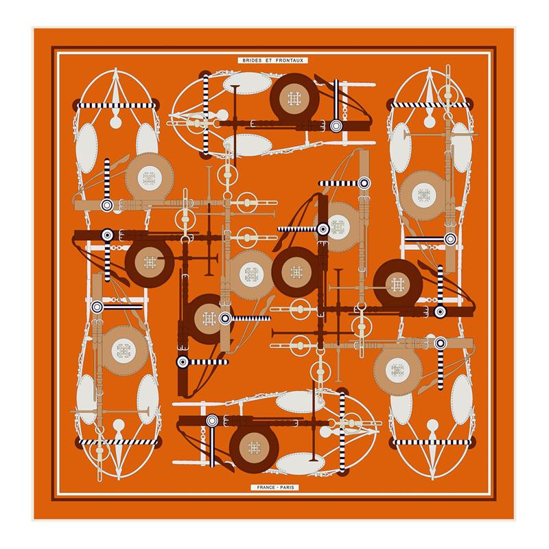Silk Scarf Women City Street Print Square Scarves Head Echarpes Silk Foulards Femme Wraps Beach Shawl Bandana Lady Hijabs 90CM