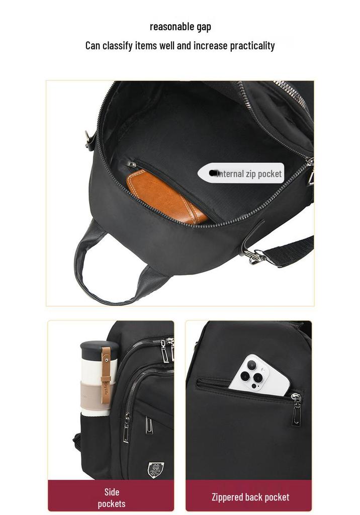 Women's Casual Black Backpack - New Style, Large Capacity, Double Shoulder School Bag