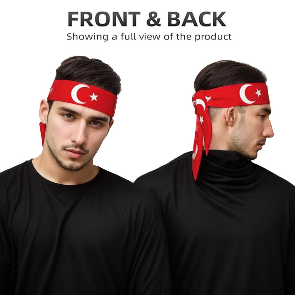 Turkish Flag Headband Sports Sweatband for Men Women Kids - Running Fitness Football Fan Accessories Headwrap