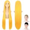 CaseEden Cosplay Wig, Silky Smooth, Long, 100cm, Heat Resistant, Yellow Gold, Includes 2 Wig Nets, WIG5180