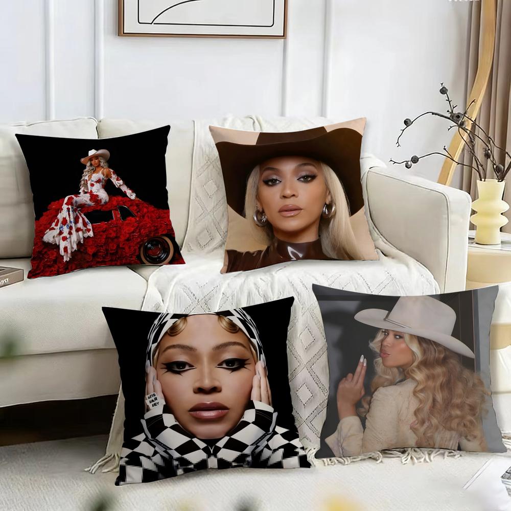 Singer B-Beyonce Cushion Cover Reversible Plush Pillow Cover – For Car, Sofa, Bedroom, Perfect As a Gift.