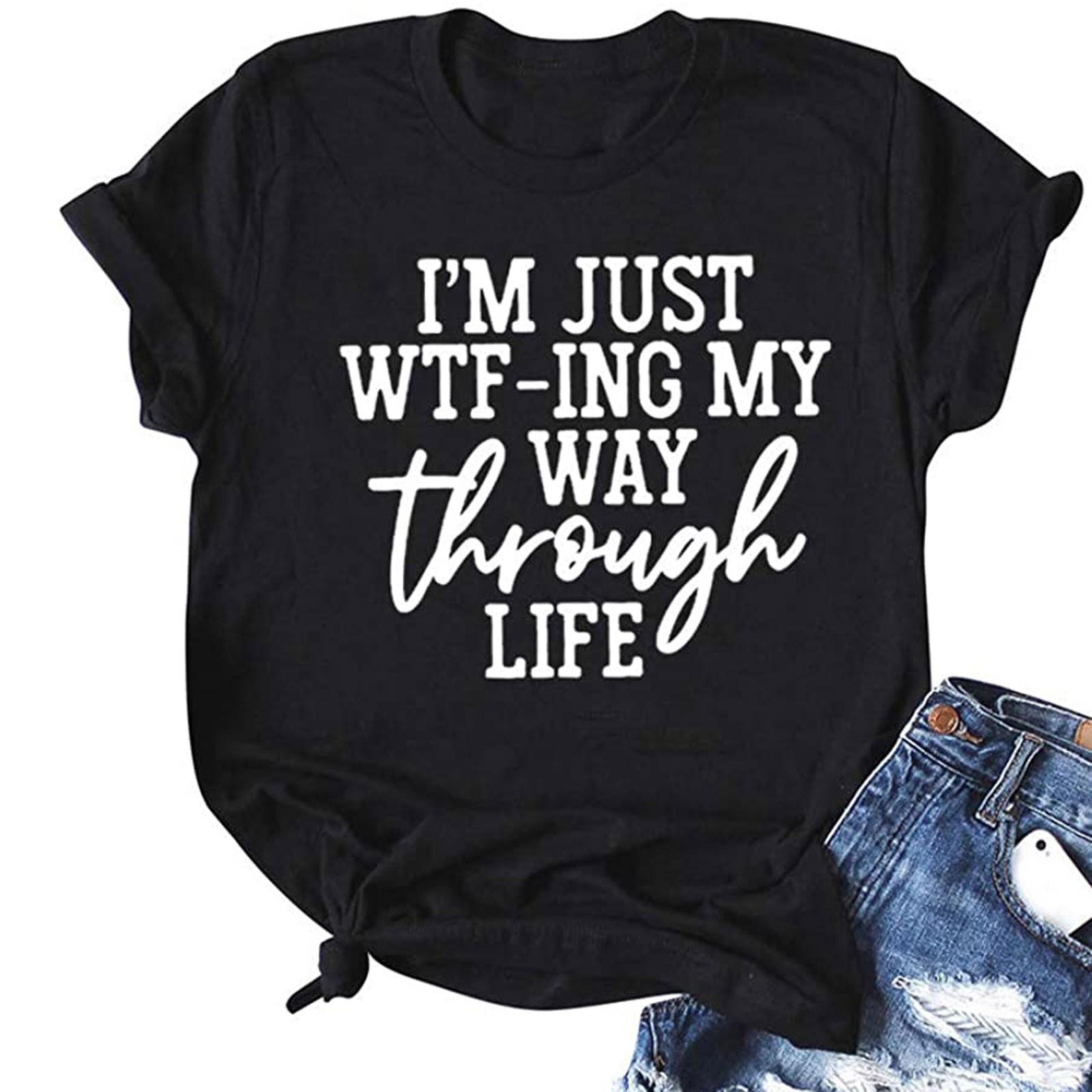 

Women s Fashion Printed Plus Size T-Shirts Short Sleeve Graphic Tee Tops XXL чёрный
