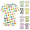 Women's V-Neck Easter Print Short-Sleeve Pocket Top With Side Slit