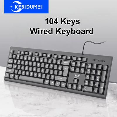 104 Keys USB Wired Keyboard Gaming Keyboard Ergonomic Keyboard for PC Laptop Plug and Play