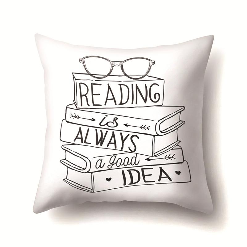 Nordic Style Ins Illustration Graffiti Polyester Pillowcase Car Decoration Home Printed Waist Rest Pillowcase