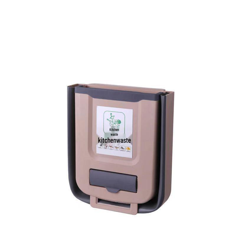 

Folding Wall-Mounted Kitchen Trash Can - Large Capacity, Cabinet Door Hanging Waste Basket for Creative Waste Classification