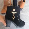 Plus Size Rhinestone Martin Boots 2024: High Heel, Warm Cotton, Side Zipper Women's Fashion Boots for Autumn/Winter