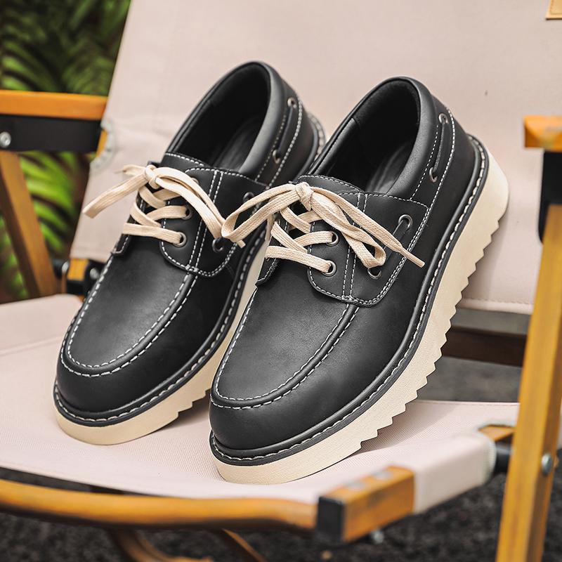 Módní Oxfordské boty s tlustou podrážkou pro muže z pravé kůže, formální společenské boty, obchodní společenské boty, univerzální ležérní obuv, mokasíny