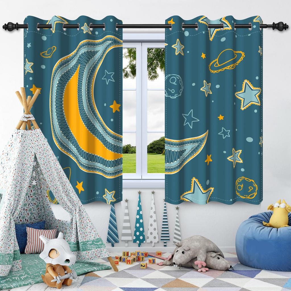 Cosmic Galaxy Planets Blackout Curtains Night Sky Stars Children Bedroom Window Decor Room Darkening Thermal Insulated Drapes