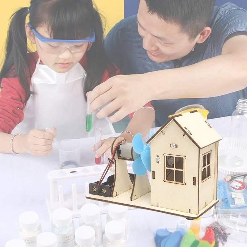 Stem Kids Educational Diy Wind Power Station Wooden Kit For Science Learning