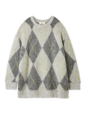 Mini pletené šaty s argyle vzorem ze směsi alpaky 09WNO255052GRYF