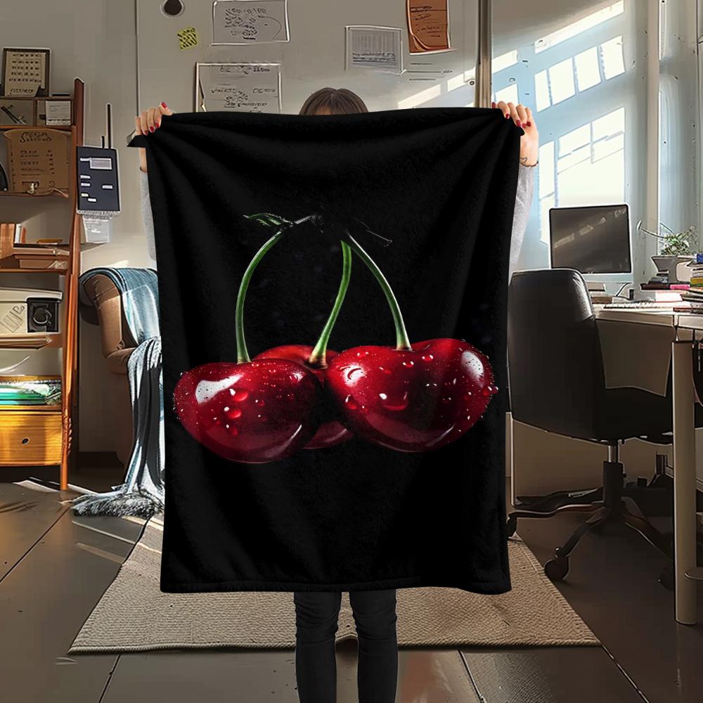 Red Element Cherry Football Print Flannel Blanket,High Quality Comfortable for All Seasons,Home Decor,Warmth and Comfort,Perfect for Christmas Gifts