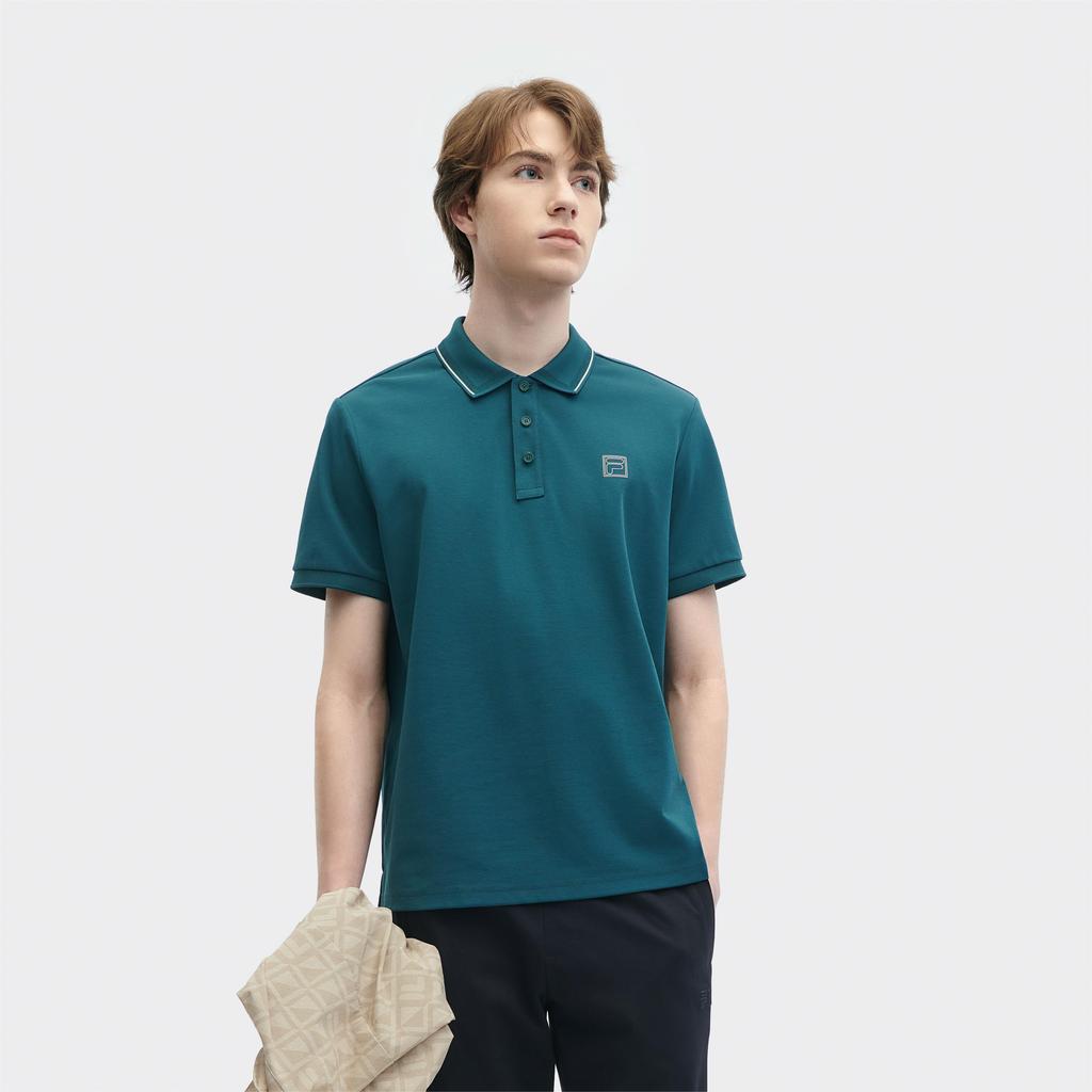 Fila Heritage Series Knitted Short Sleeve Polo Shirt Men Tops Wanshan-Green F11M428119FDG
