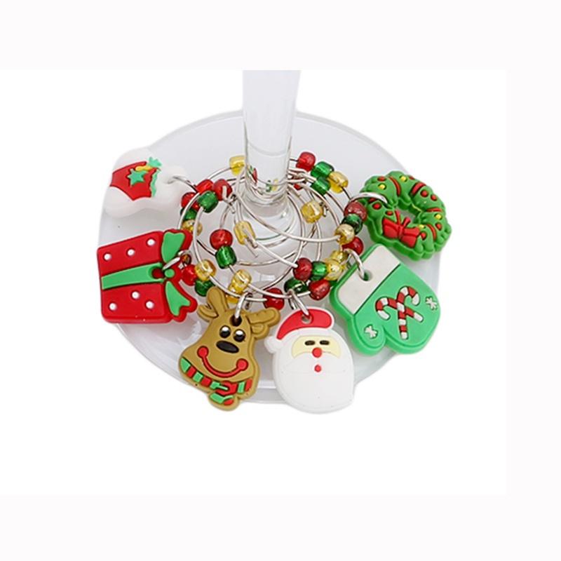 Weihnachten Weinglas Ring Tasse Ornament Dekorationen Anhänger Tischdekoration