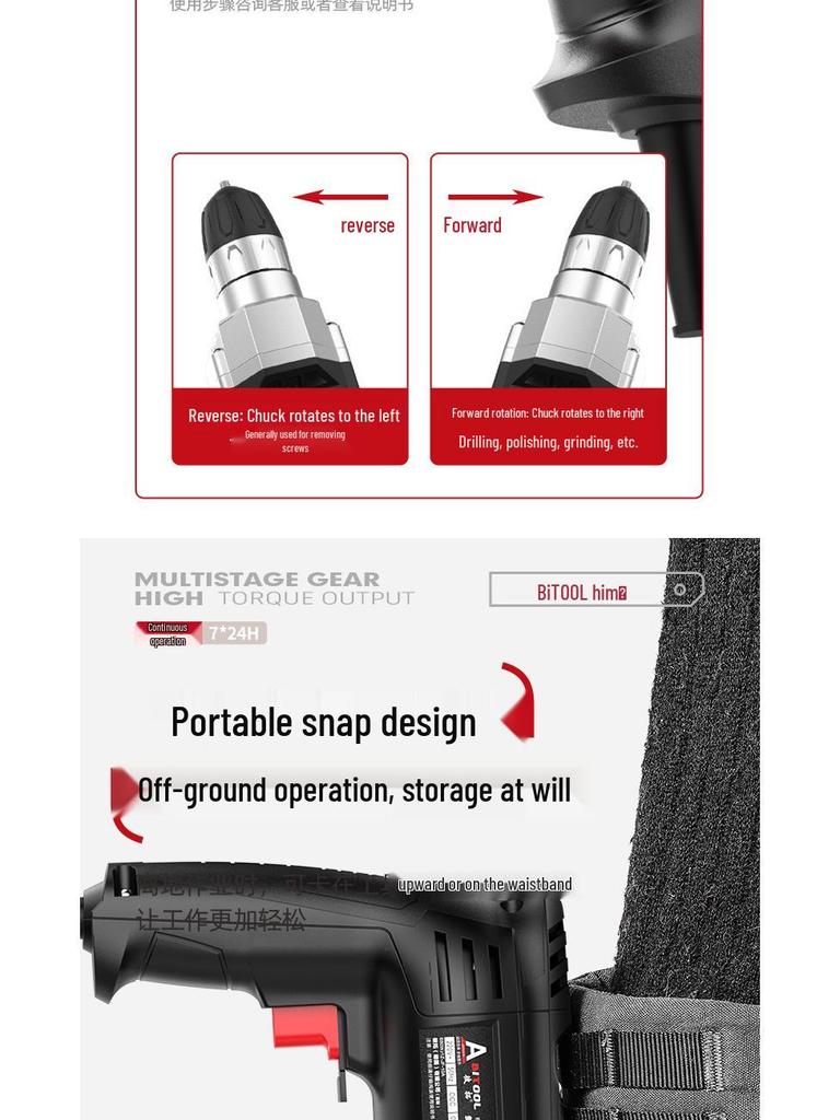 Multifunktionale kabelgebundene Elektrobohrmaschine mit hoher Leistung für den Haushaltsgebrauch, 220V Pistolenbohrmaschine zum Bohren von Wänden und Löchern