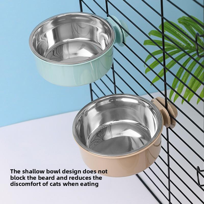 Hanging Stainless Steel Pet Bowl - Cat Bowl with Anti-toppling Feature and Thickened Base for Dog Bowl. Feeding and Drinking Hanging Bowl.