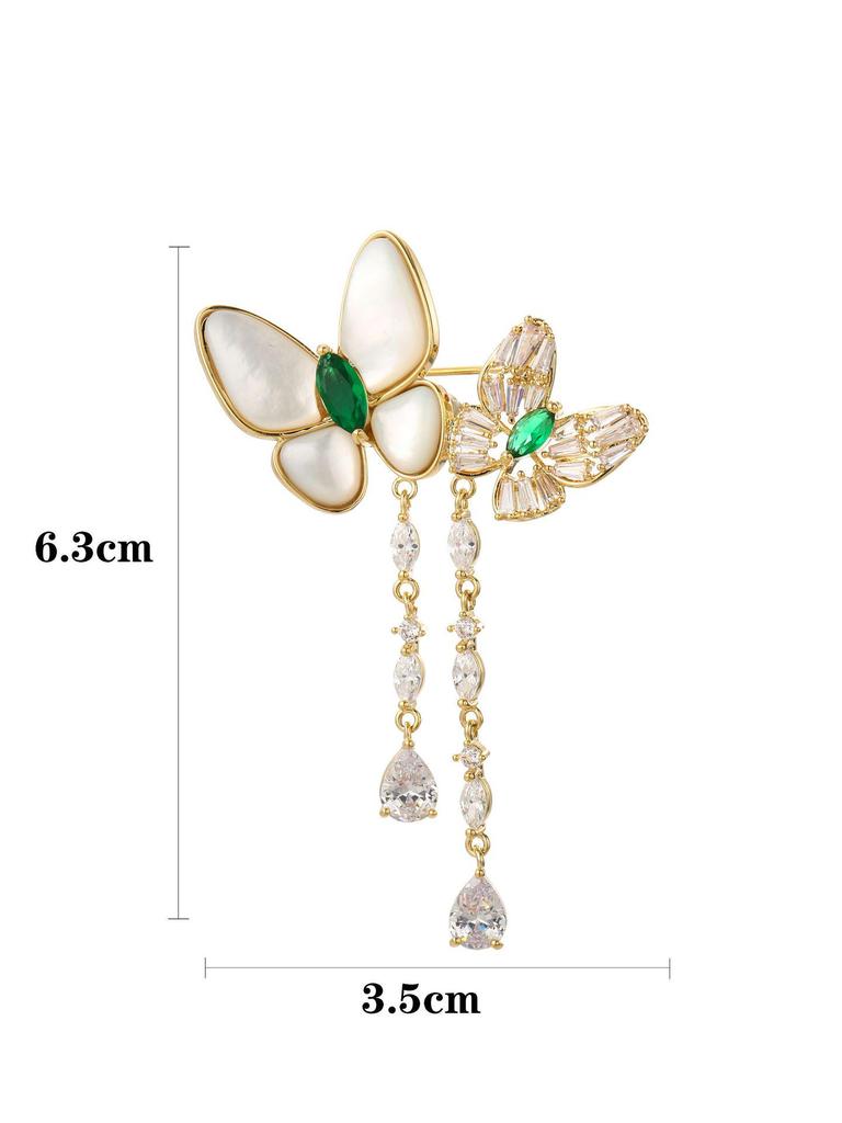 Snowflake & Butterfly Zircon Brooch with Freshwater Pearl for Women's Korean Style Suit Coat