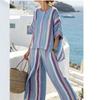 Y1 Short Sleeve Shirt Set Fashion Digital Printing Women's Loose Crew Neck Top High Waist Pants Two-piece Set