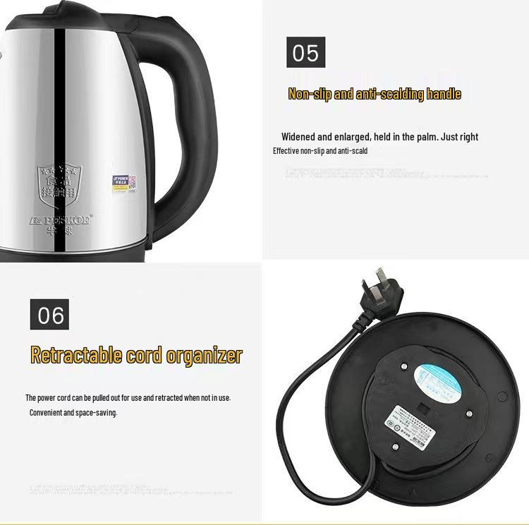 Positive Hemisphere Stainless Steel Electric Kettle, 2L Large Capacity, Auto Power-Off, Keep Warm Feature