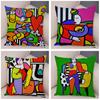 Geometric Cartoon Girl Colorful Abstract Art Drawing Pillowcase Sofa Cushion Cover Home Car Decor Home Decor