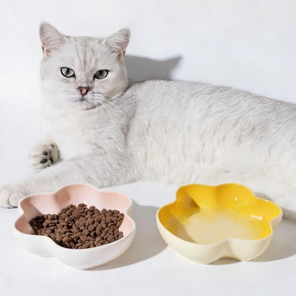 Paw Shaped Ceramic Cat Bowl Non-slip Large Capacity Pet Food Bowl Anti-Fall Anti-Choking Cat Food Water Bowl Puppy Feeding
