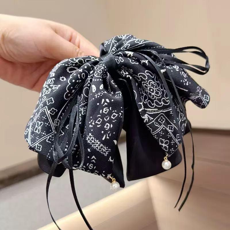 Elegant French Satin Bow Floral Claw Clip for Women - Adds Volume to Ponytails and Updos