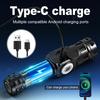 Powerful Zoomable Flashlight USB-C Rechargeable Flashlight Side UV Light Torch COB RGB Hand light with Magnet for Camping Hiking
