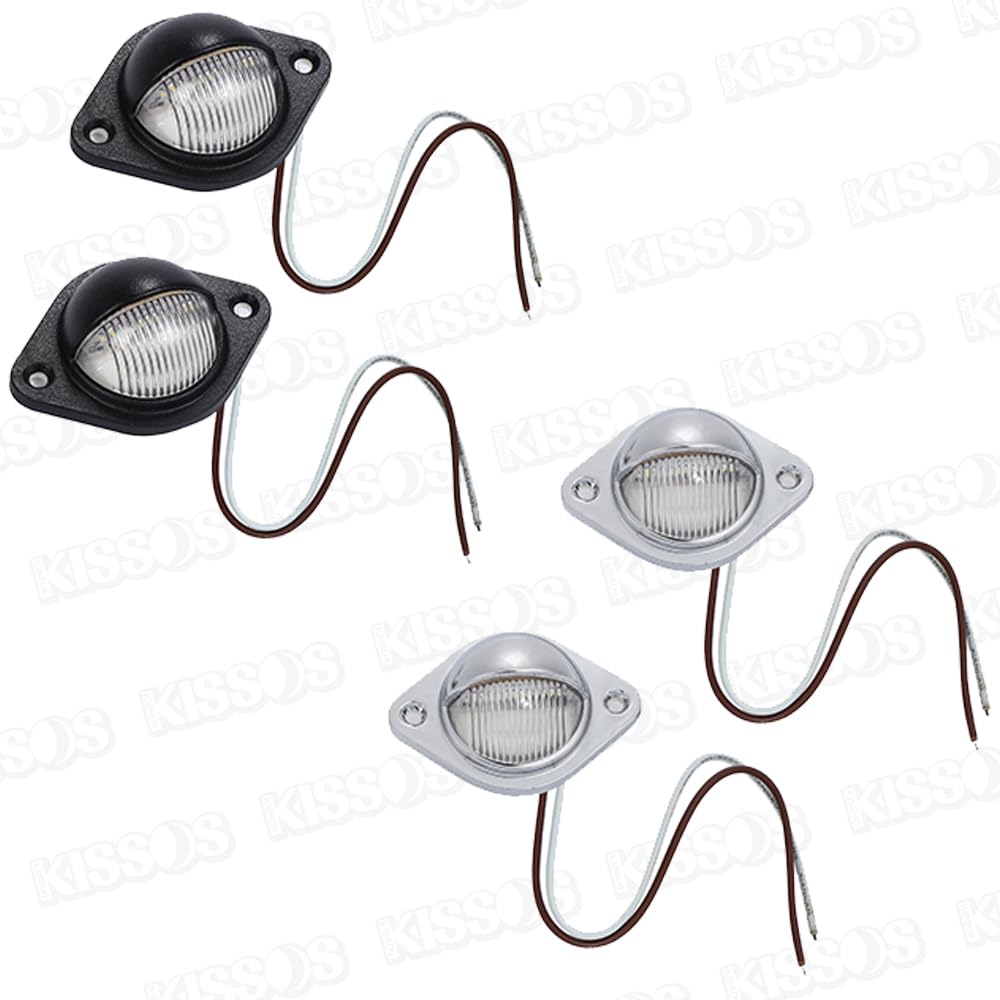2 Pack Truck LED License Plate Lamp Marker Lamp White Glow 24V Trailer Dump Large Car (Black)