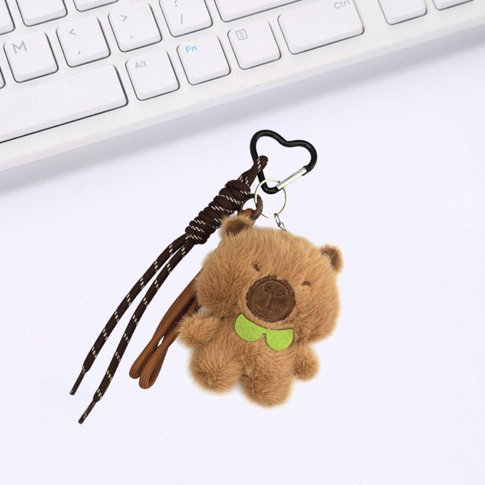 Soft Plush Capybara Keychain Fluffy Kapybara Key Chain Capybara Plush Doll Pendant  Children Girl