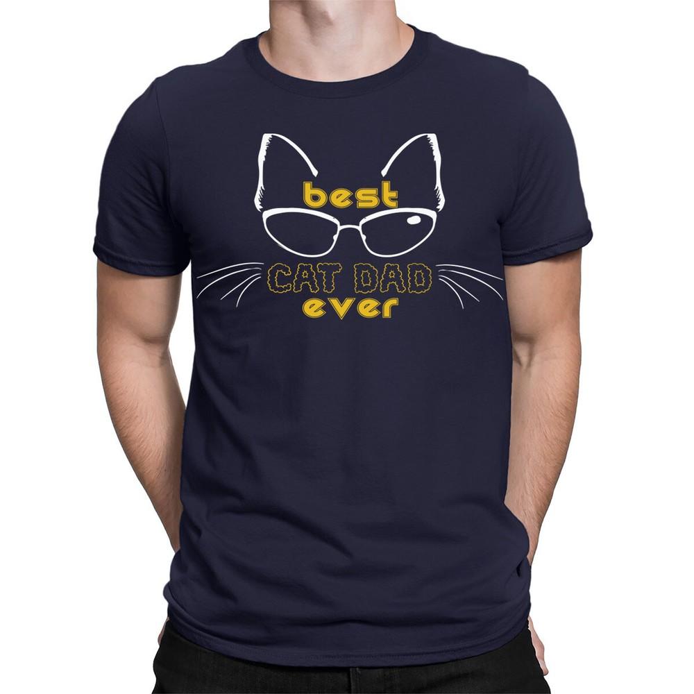 Best Cat Dad Ever Funny Fathers Day Daddy Gift Animal Lovers Mens TShirtsTA89 2XL