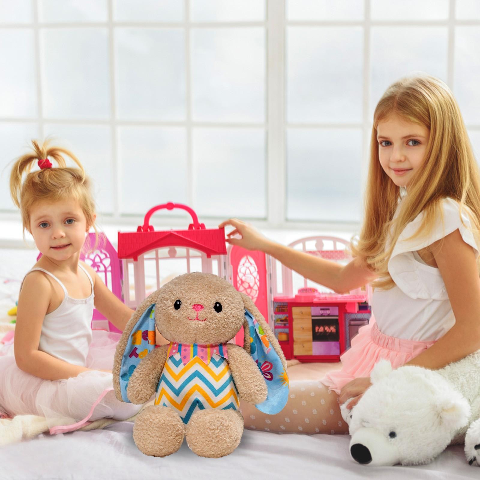 

Пасхальная полосатая кукла детская плюшевая кукла кукла девочка игровой домик игрушка вислоухая One Size кофейный