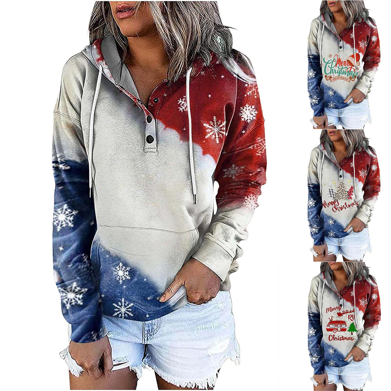 

Женские пуловеры с капюшоном Топы Повседневные толстовки на пуговицах с длинным рукавом и карманом