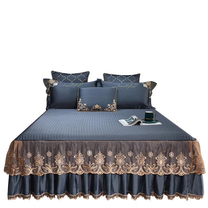Tencel Modal Embroidered Bed Skirt Protective Cover Bed Skirt Bed Cover Single Non-Slip Mattress Fitted Sheet