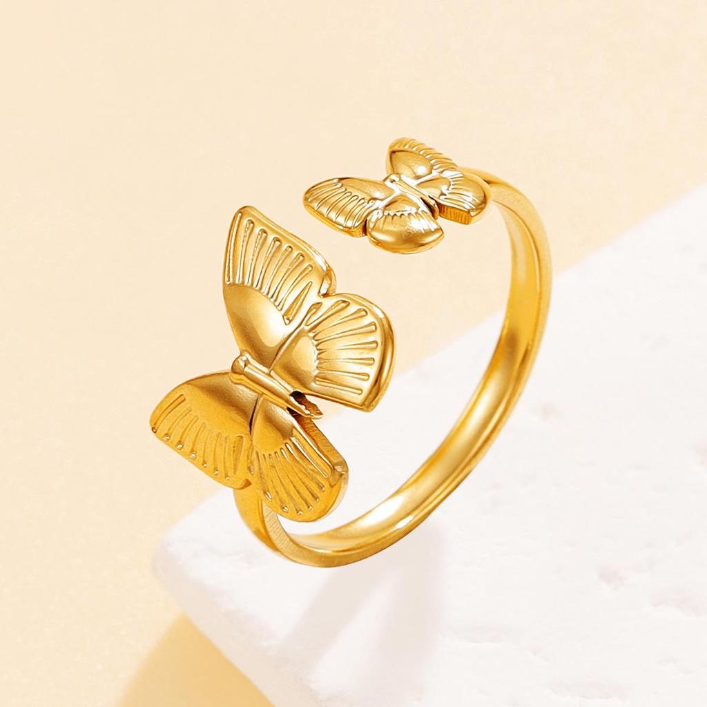 Super Fairy Adjustable Butterfly Stainless Steel Ring for Women - Cute Animal Design