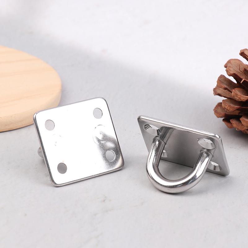 2Pcs Universal Square Eye Plate With Round Ring Stainless Steel Ship Bolt Seat Fixing Buckle Marine Sunshade Sail Accessories