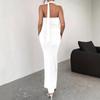 Women Halter Neck Maxi Dress High Slit Bodycon Evening Party Formal Dress