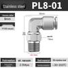 Stainless Steel Pneumatic Air Hose Quick Connect Elbow PC4-01/PL6/8/10/12 Connector