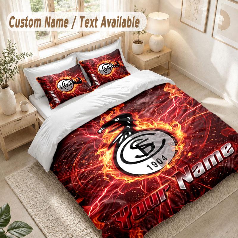 Custom Name Bedding Set 3 PiecesSC Freiburg FC Print Duvet Cover + 2 Pillowcases Soft Bed Decor