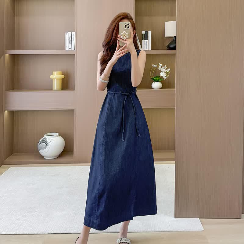 La Chapelle Sleeveless Denim Midi Dress XL