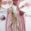 Pink Ruffled Voile Table Runner for Weddings & Parties, Sweet Kindergarten & Salon Decor