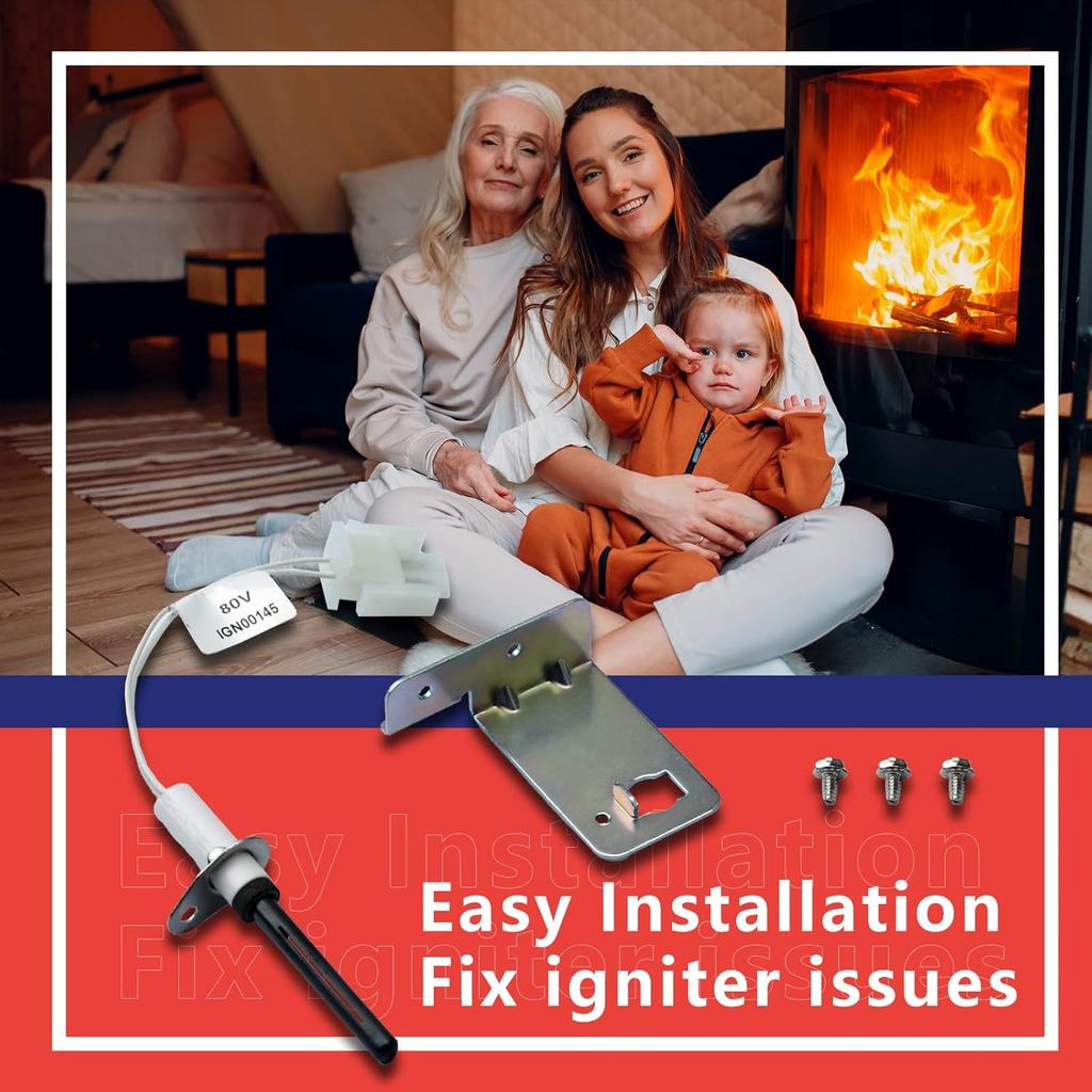 80 Volt IGN00145 Furnace Ignitors for Furnace Igniters Compatible with Trane IGN145, Hot Surface Silicon Nitride Ignitors kit with Mounting screws