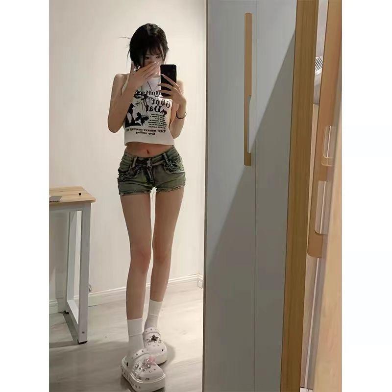 

Low-waisted denim ultra-short shorts for women, new summer style, slim fit and figure-flattering S