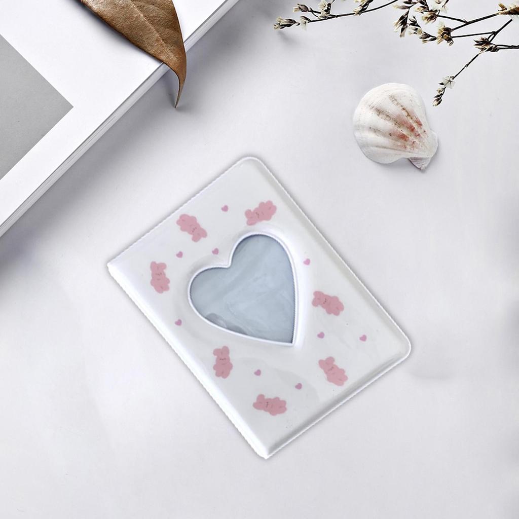 3 Inch Mini Photo Binder Cute Love Heart Hollow Photocard Holder Book Business Card for