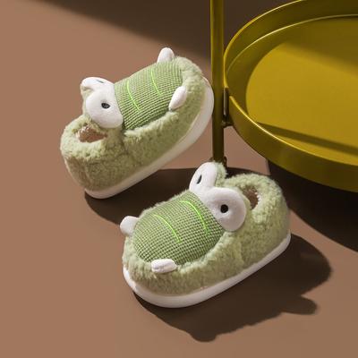 2024 New Cotton Slippers Girls Autumn and Winter Home Plush Crocodile Cute Baby Boy All-match Warm Cotton Shoes Japanese Style