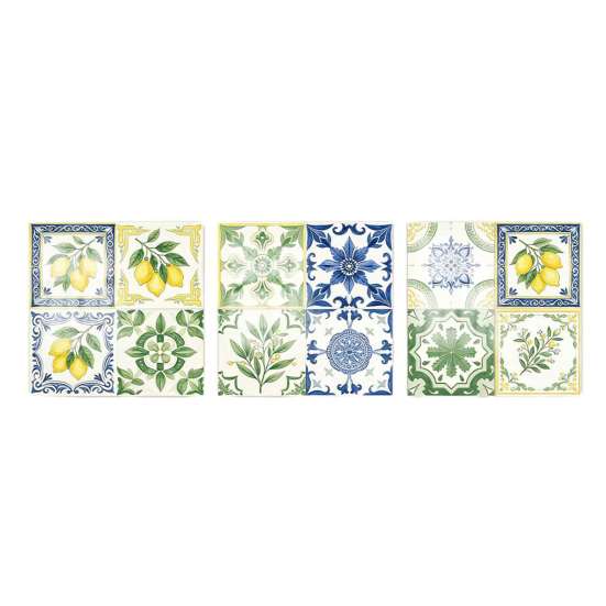 Kitchen Bathroom Wall Stickers 3Pcs 2D Retro Floral Tile Stickers, Self-Adhesive Waterproof Oil Proof Water Resistant Covers Decals, Peel &