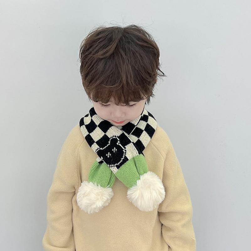 Boys' And Girls' Autumn And Winter Warm Neck Warmer Knitted Cross Scarf