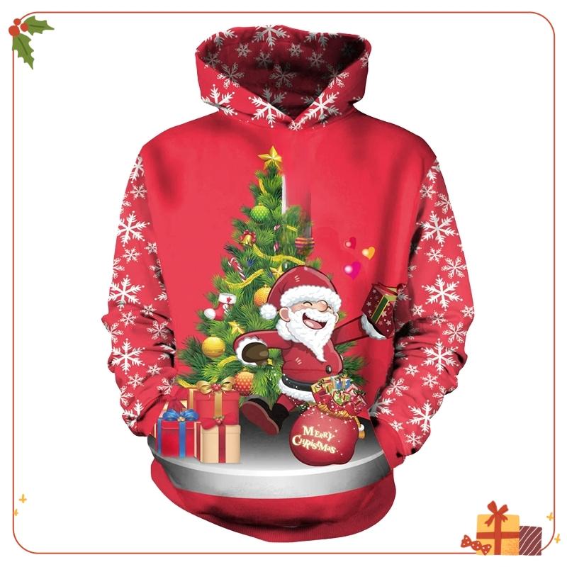 Merry Christmas Sweatshirts Cartoon Pullover Hoodies for Kids Clothes Santa Claus Girl Clothes Snowman Sweatshirts Boys Clothing