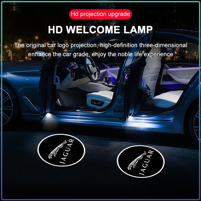 2 Peças de Luz Projetora de Sombra Fantasma para Porta de Carro LED Lâmpada de Logo de Boas-Vindas Automática Sem Fio Para Jaguar XF XE XJ F-Pace X-Type S-Type F-Type E-Pace I-PACE XK